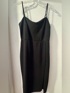 Express Black Midi Slip Dress with Thin Straps